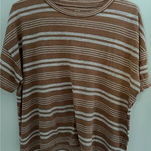 Aerie Brown and White Striped Short Sleeve Tee